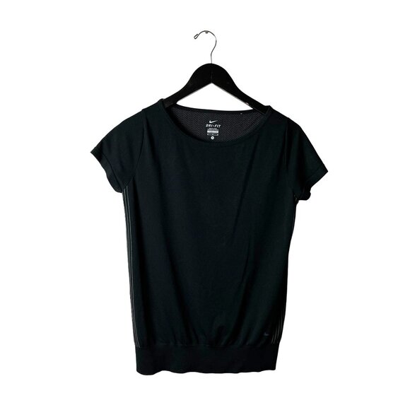Nike Dri-Fit T Shirt Womens Black Medium M Sportswear Athletic Minimal Plain Tee - Picture 1 of 10